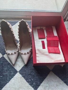 Valentino Nude Studded Heels Box Dust Bag Included Size 38.5